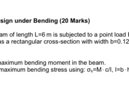 A simply supported beam of length L=6 m is subjected to a point load F=15 kN at its midpoint.
