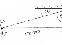 A piston, connecting rod and crank mechanism is shown in the diagram. The crank rotates at a constant velocity of 300 rad/s. Find the acceleration of the piston and the angular acceleration of the link BC. The diagram is not drawn to scale. Crank AB is rotating in clockwise direction.