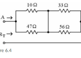 See Figure 6.4. Compute RT and the current through the 47 Ω resistor.